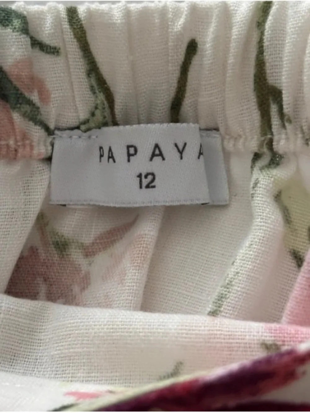 Papaya Cream Floral A-Line Skirt with Pink and Green Botanical Print
